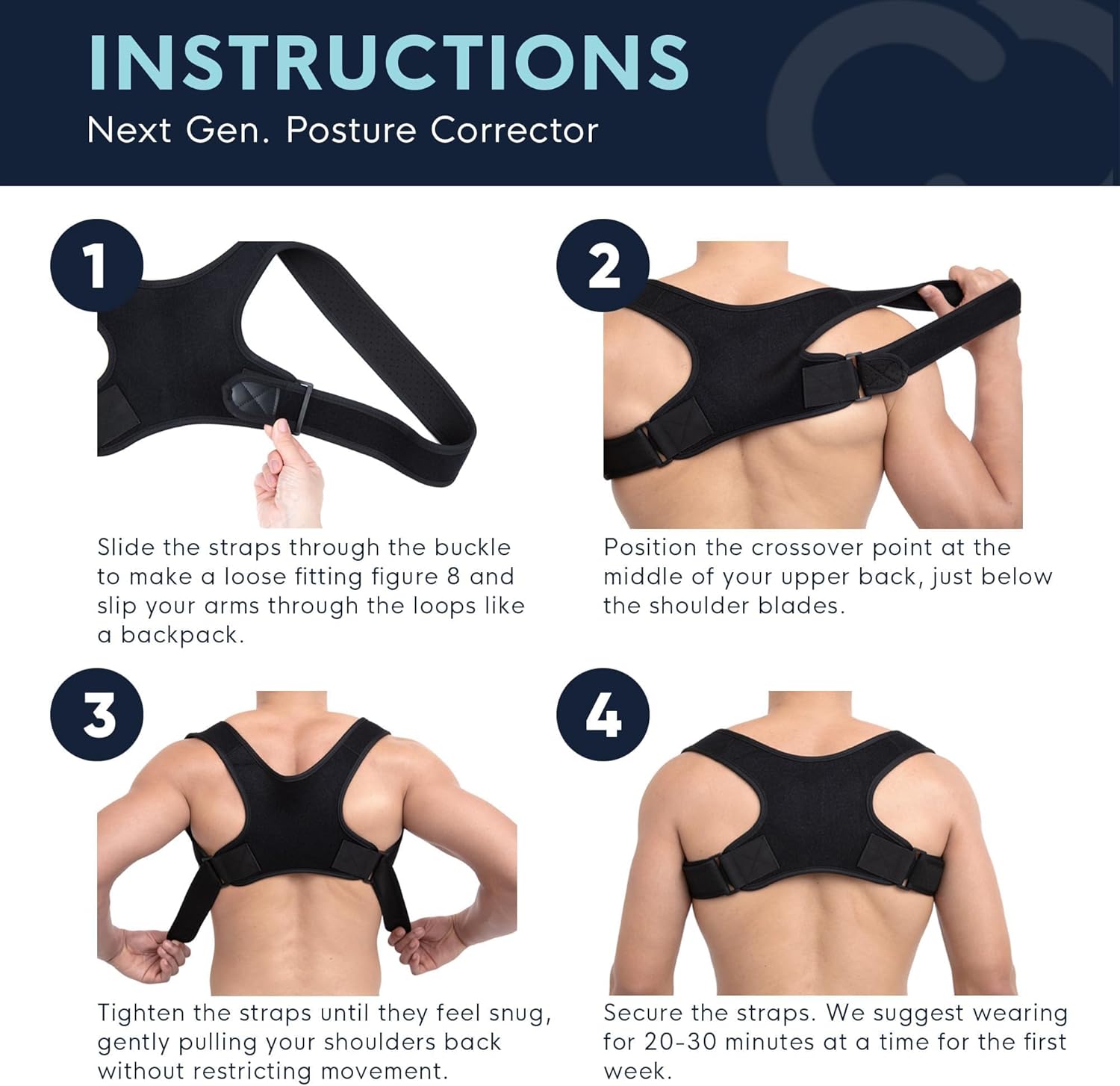 Copper Compression Back Brace Posture Corrector for Women and Men. Copper Infused Shoulder Straightener, Adjustable Upper Back Support for Relief, Scoliosis, Hunchback, Hump, Thoracic, Spine, Pain - Image 4