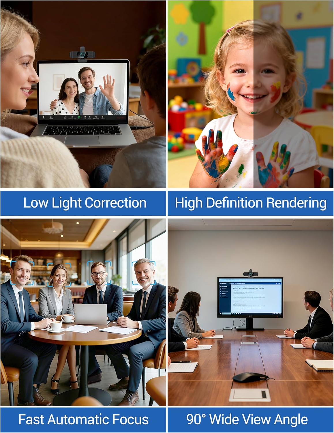 RUWBY Full HD 1080P Webcam with Built-in Dual Mics, Wide-Angle Lens, Privacy Cover, Tripod Stand, Autofocus PC Camera, Plug and Play for Desktop Computer or Laptop - Image 4