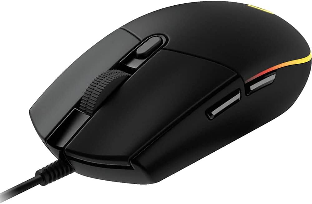 Logitech G203 Wired Gaming Mouse, 8,000 DPI, Rainbow Optical Effect LIGHTSYNC RGB, 6 Programmable Buttons, On-Board Memory, Screen Mapping, PC/Mac Computer and Laptop Compatible - Black - Image 4