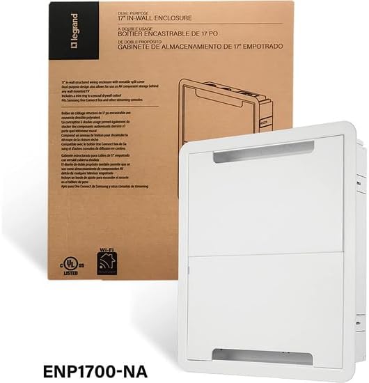 Legrand - OnQ Cable Management, In-Wall Media Box, Dual Purpose Structured Wiring Enclosure, TV Home Theater Recessed Storage Box, 17 Inch, White, ENP1700NA - Image 15