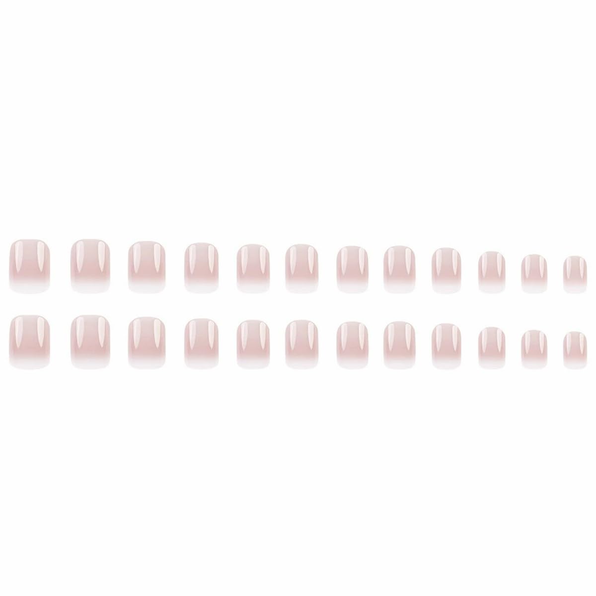 Short Square Press on Nails French Fake Nails Ombre Acrylic Nails Press on Full Cover Glossy False Nails Artificial Stick on Nail for Women Manicure Decoration 24PCS - Image 5