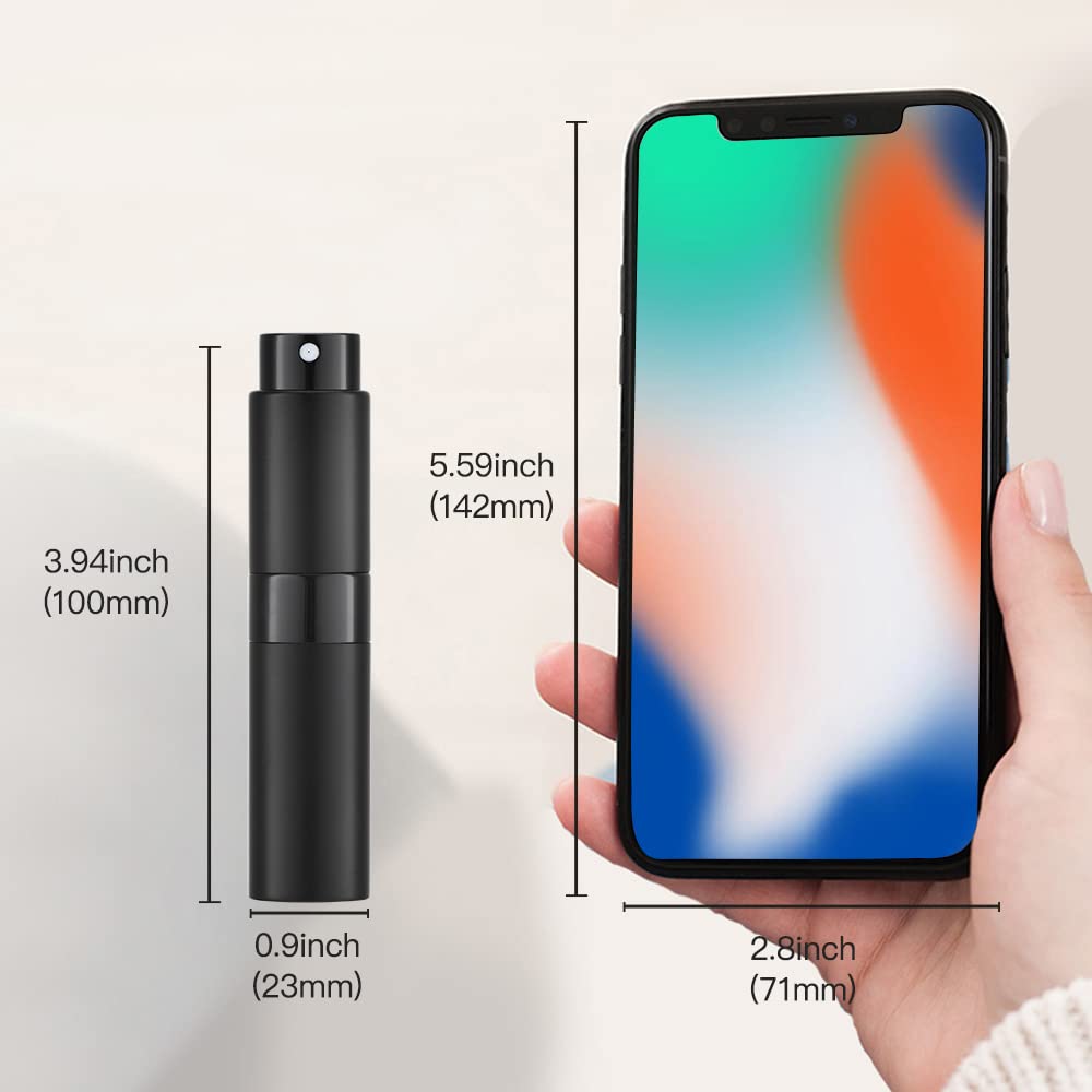 LISAPACK 8ML Atomizer Perfume Spray Bottle for Travel, Empty Refillable Cologne Dispenser, Portable Sprayer (Matte Black) - Image 7