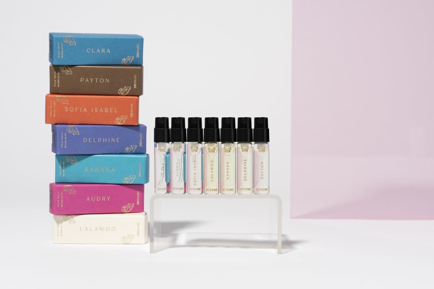 DefineMe Natural Perfume, 7 Scent Gift Set, Lalawoo, Sofia Isabel, Kahana, Audrey, Payton, Delphine, Clara, Perfume Samples for Women, Petite Kit - Image 8