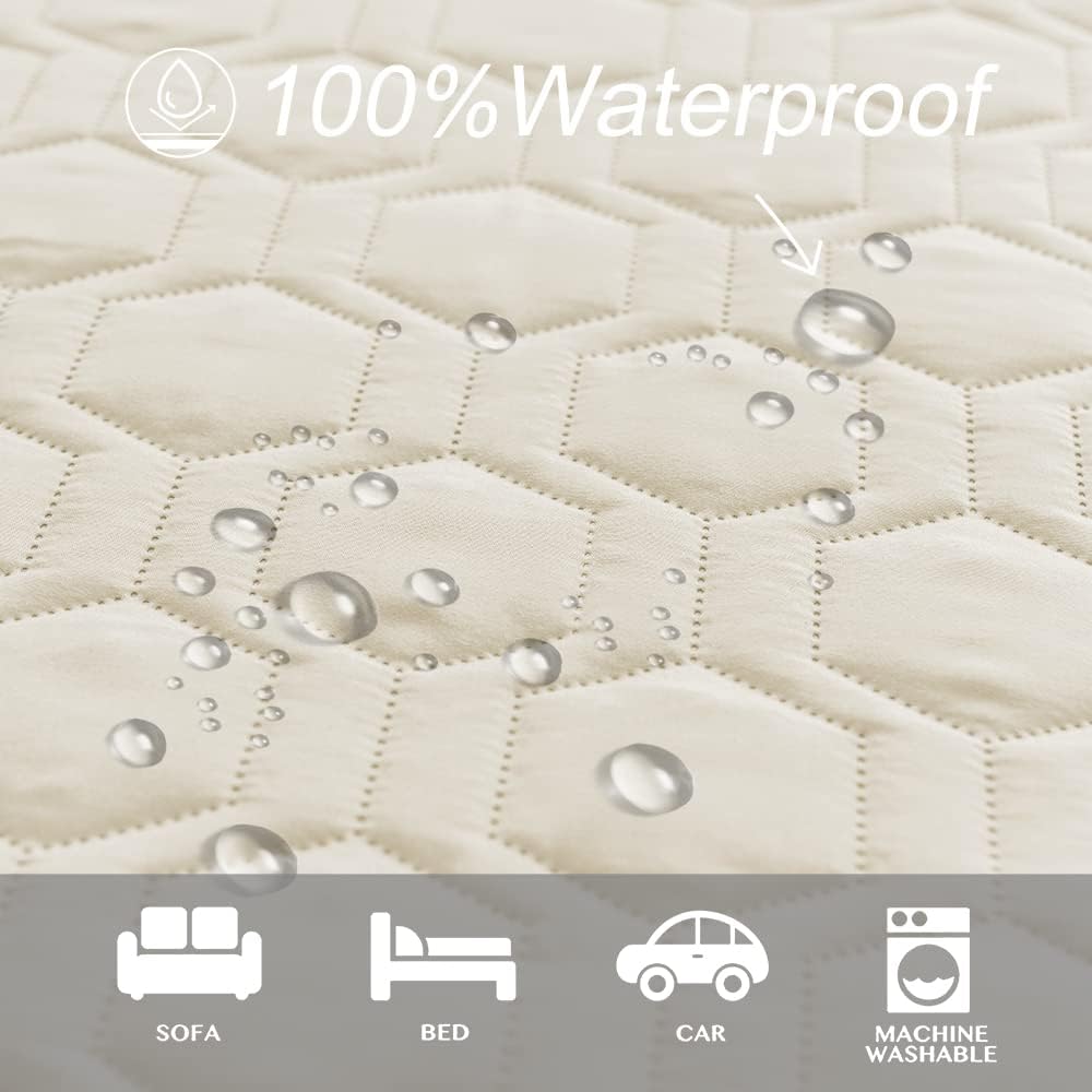 Waterproof and Anti-Slip Dog Bed Cover and Pet Blanket Sofa Pet Bed Mat ,car Incontinence Mattress Protectors Furniture Couch Cover for Most Cats Dogs, Pets(52x82-Ivory) - Image 2