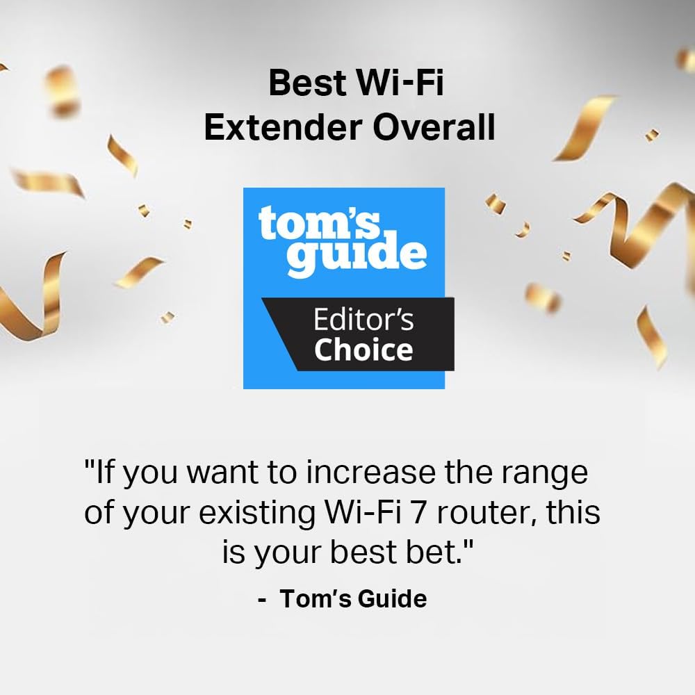 TP-Link BE10000 Wi-Fi 7 Range Extender RE653BE | 10 Gbps Tri-Band Wireless Repeater | 2.5 Gbps Ethernet Port | Internet Signal Booster for Home | Up to 2800 sq.ft, 128 Devices | 6 GHz, MLO, EasyMesh - Image 2