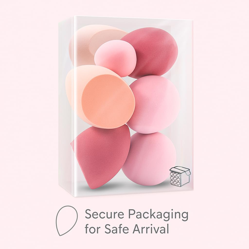 Makeup Sponge Set Foonbe Blender Sponges 7 Pcs for Liquid, Cream, and Powder, Latex Free, Multi colored Beauty Sponges with 1 Mini Sponge, Vegan & Cruelty-Free - Image 5