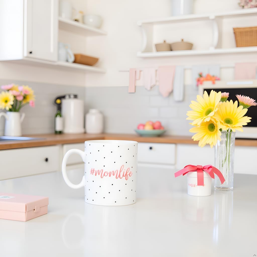 Little Pear Mom Life Mug, Mothers Day Gifts, Ceramic Coffee Cup, Ideal Gift for New and Expecting Moms, Dishwasher Safe and Microwave Safe, Polka Dot, 13oz - Image 6