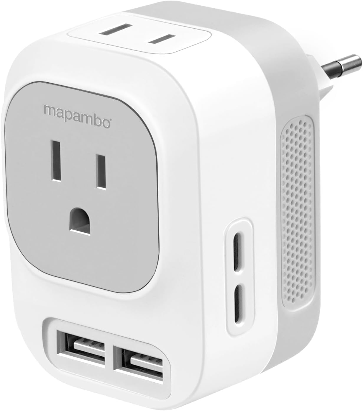 Mapambo Voltage Converter US to Europe Travel: International Universal Travel Adapter with Fast Charging 2 USB-A 2 USB-C Port Worldwide Power Converters Plug Combo for Spain Italy