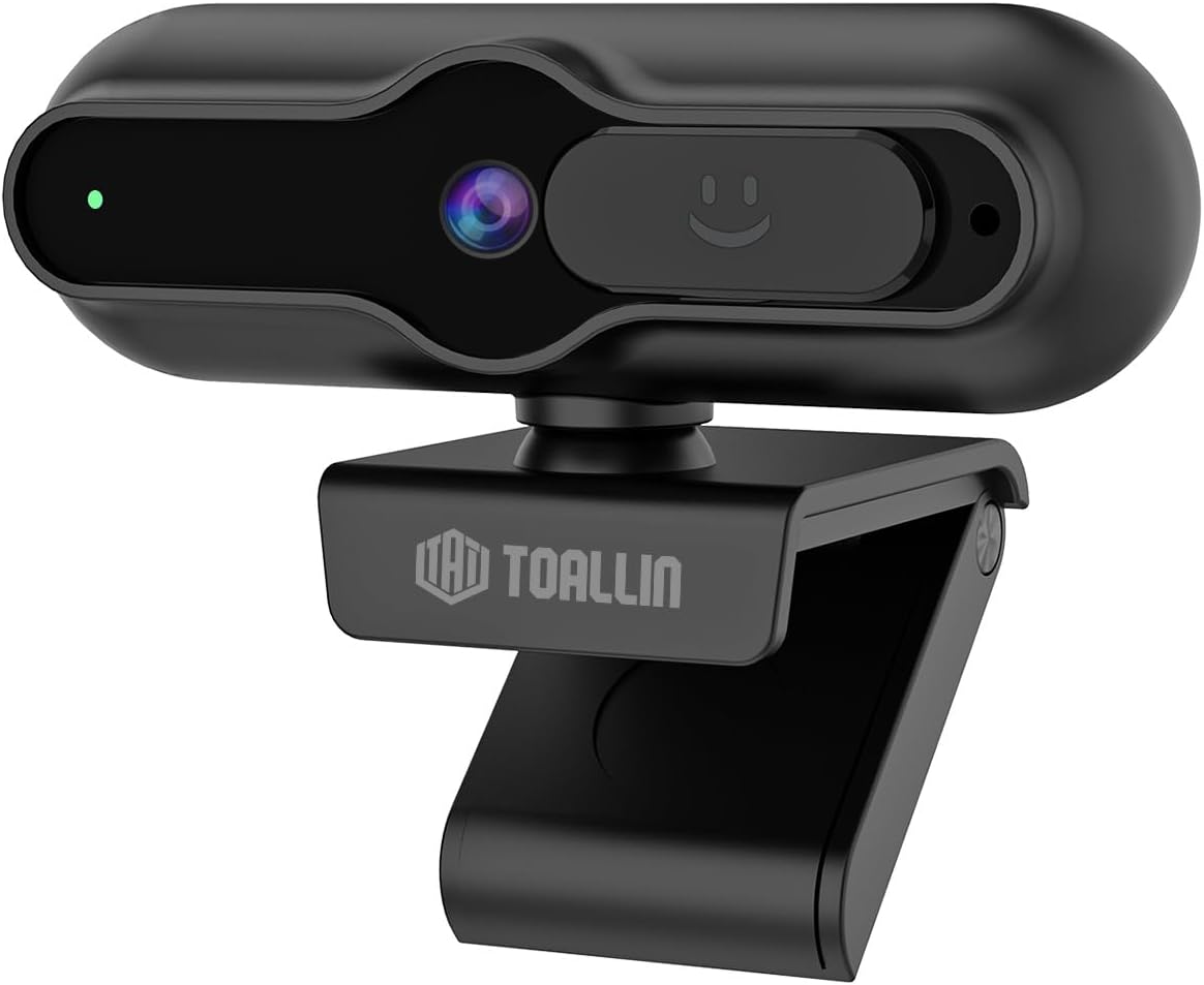 TOALLIN 4K Webcam for PC, Built-in Mic, 1080P@60FPS, PDAF Autofocus, 1/2.5" Sensor & 12MP, Sliding Privacy Cover, USB Web Camera for Streaming, Gaming, Conferencing and Video Calls