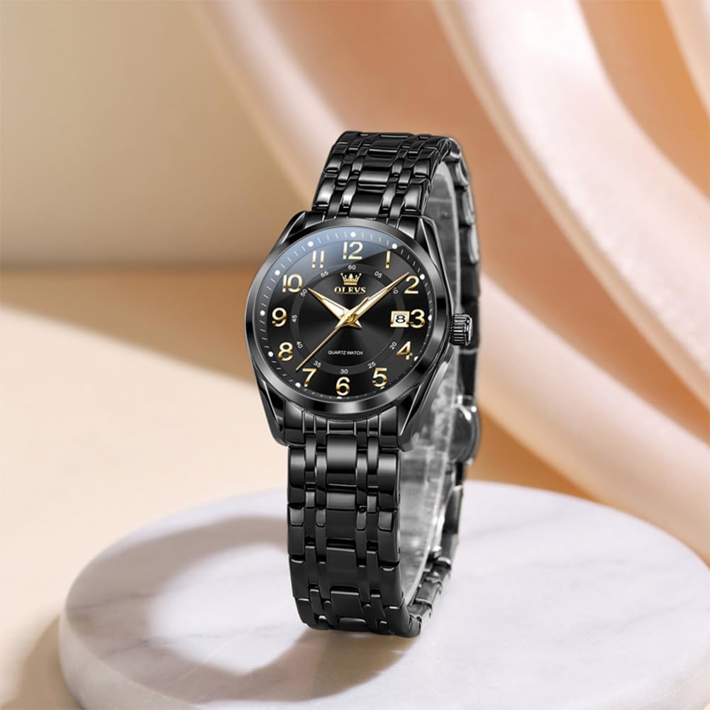 OLEVS Womens Watches Classic Dress Quartz Female Wristwatch Ladies Stainless Steel Waterproof Luminous Date Easy Read Watch for Lady - Image 3
