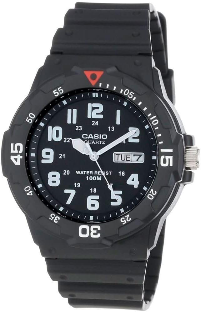 Casio MRW200H Series | Unisex Analog Watch | 100M WR | Stainless Steel Case | Resin Band | 2 Hand Analog (HR, Min, SEC) | Date Display | Screw Down Crown/Screw Down Caseback | 3 Year Battery