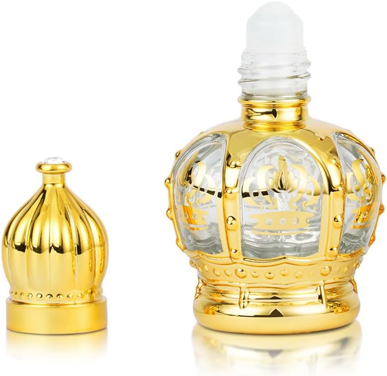 Jinxihuachen Mini Arabic Crystal Glass Roller Bottles 6ml Tiny Refillable Essential Oil Roll On Bottles Gold Empty Travel Perfume Sample Container 2Pcs - Image 4