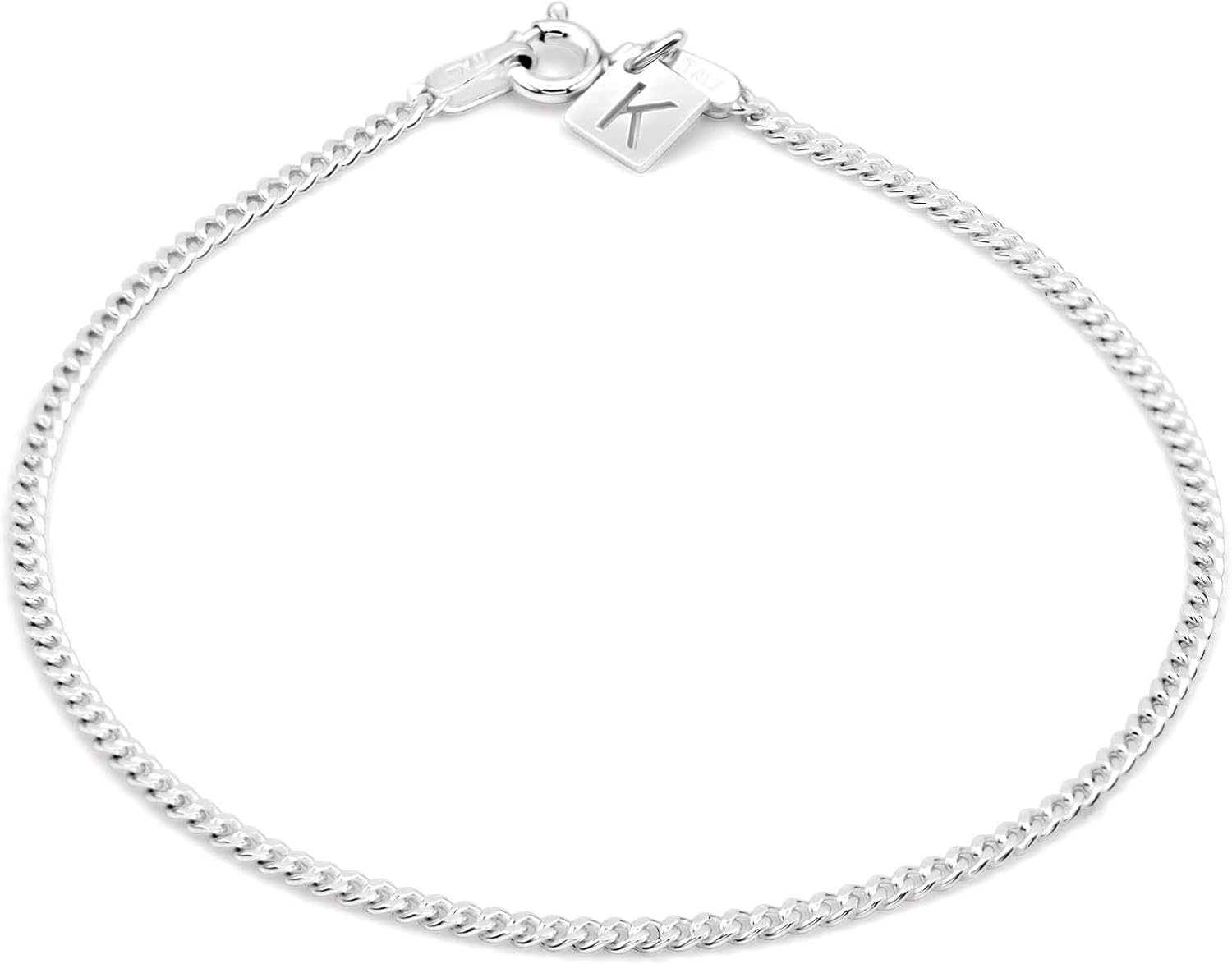 KEZEF Sterling Silver Bracelets for Women - 2mm Miami Cuban Chain Bracelet | Dainty Silver Bracelet Anklet for Woman, Men and Girls - Diamond Cut Elegant Durable Link Chain | 10" - 11" Length