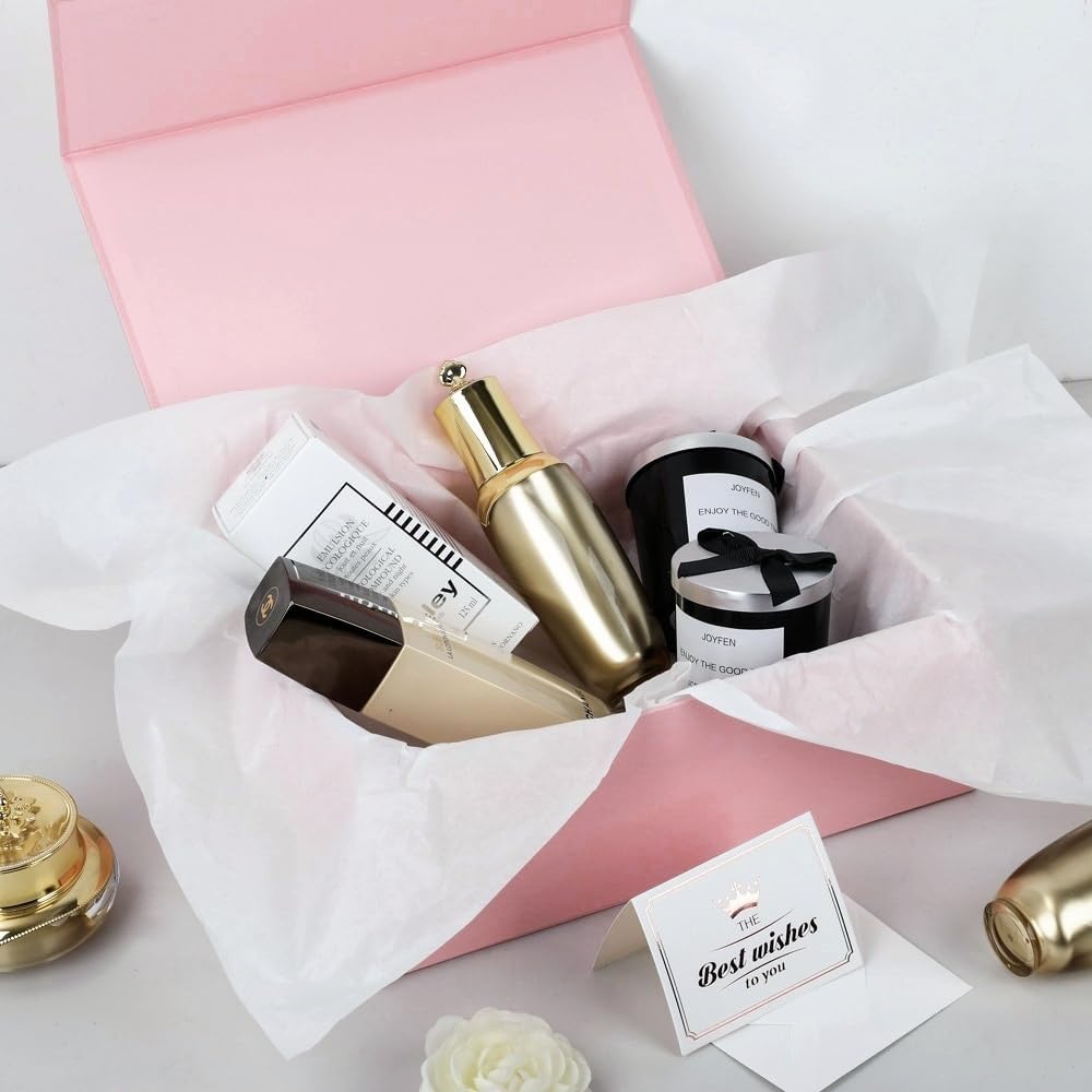 UoeRing 1 Pcs Pink Gift Box 9.5x6x3 inch Small Luxury Gift Box for Presents with Magnetic Lid Collapsible,Birthday,Christmas,Contains Card, Ribbon, Tissue Paper,Shredded Paper Fille - Image 4
