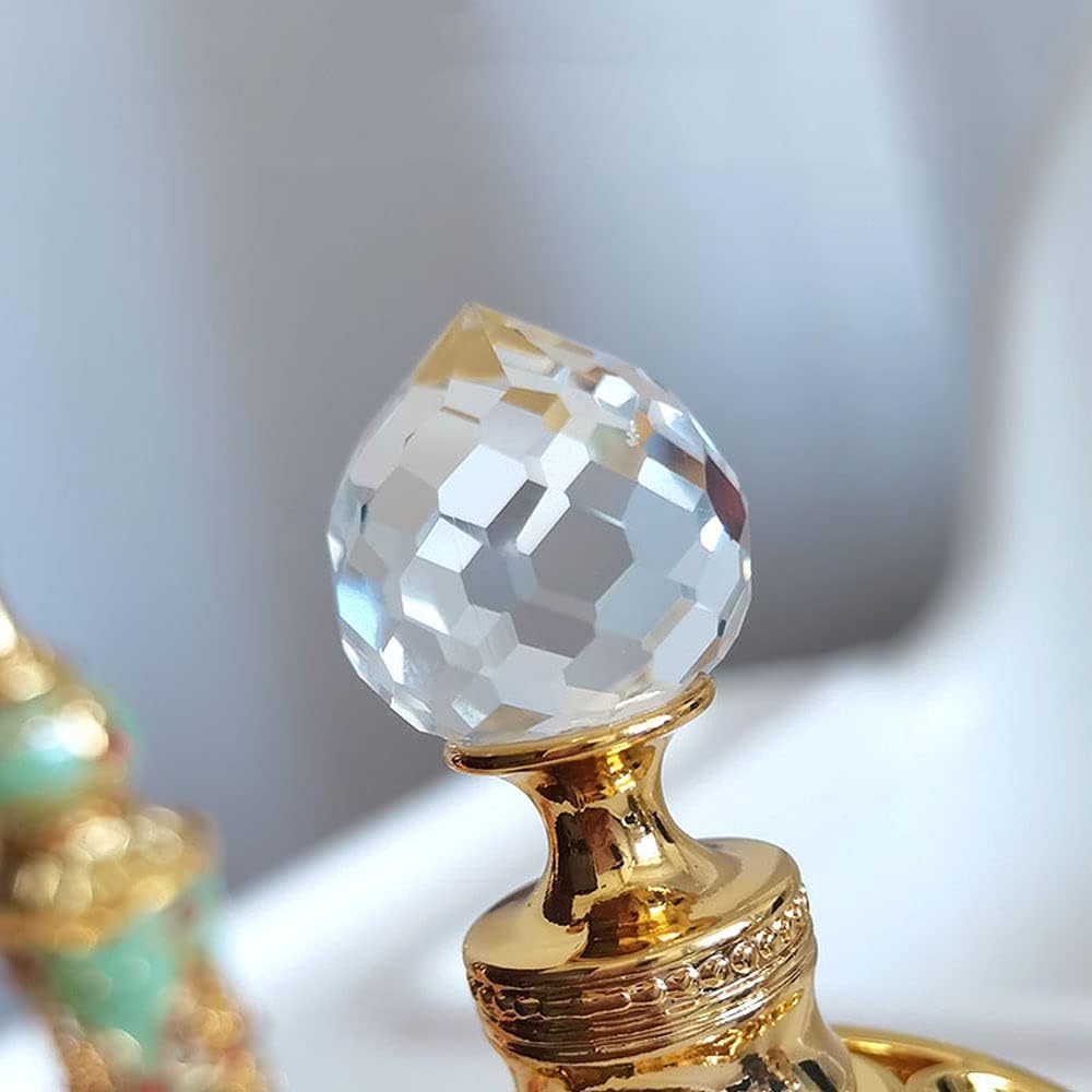 Leadigol 10ML Dubai Arabic Style Rhinestone Empty Perfume Bottle,Refillable Empty Perfume Portable Cosmetic Container Alloy Golden Essential Oil Jar (no perfume in bottle) - Image 4