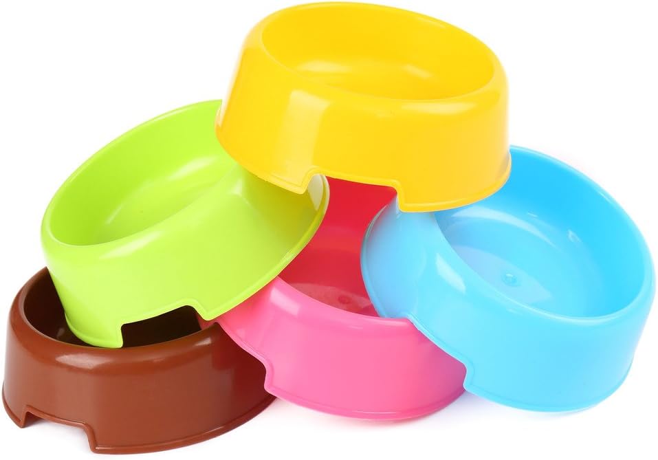 Bettli 5Pcs/Set Plastic Candy Color Pet Cat Dog Puppy Rabbit Animal Practical Food Water Bowl-Random Color - Image 2