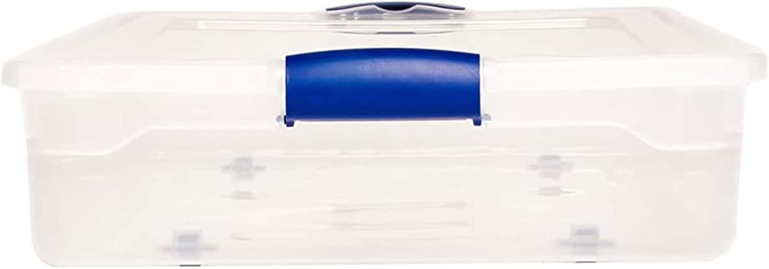 HOMZ 2-Pack Under Bed Storage, Clear Plastic Containers with Lids, 60 Quart, Blue Latch - Stackable Underbed Organizer Bins for Shoes, Bags, Clothes, and Towels - Image 9