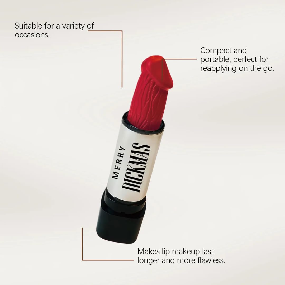 Creative Women Funny Lipstick - Mushroom Naughty Gag Stocking Stuffer Idea for White Elephant & Secret Santa Stocking, for Holiday Party, Birthday & Valentine’s Day Christmas Surprise (Bright Red) - Image 4