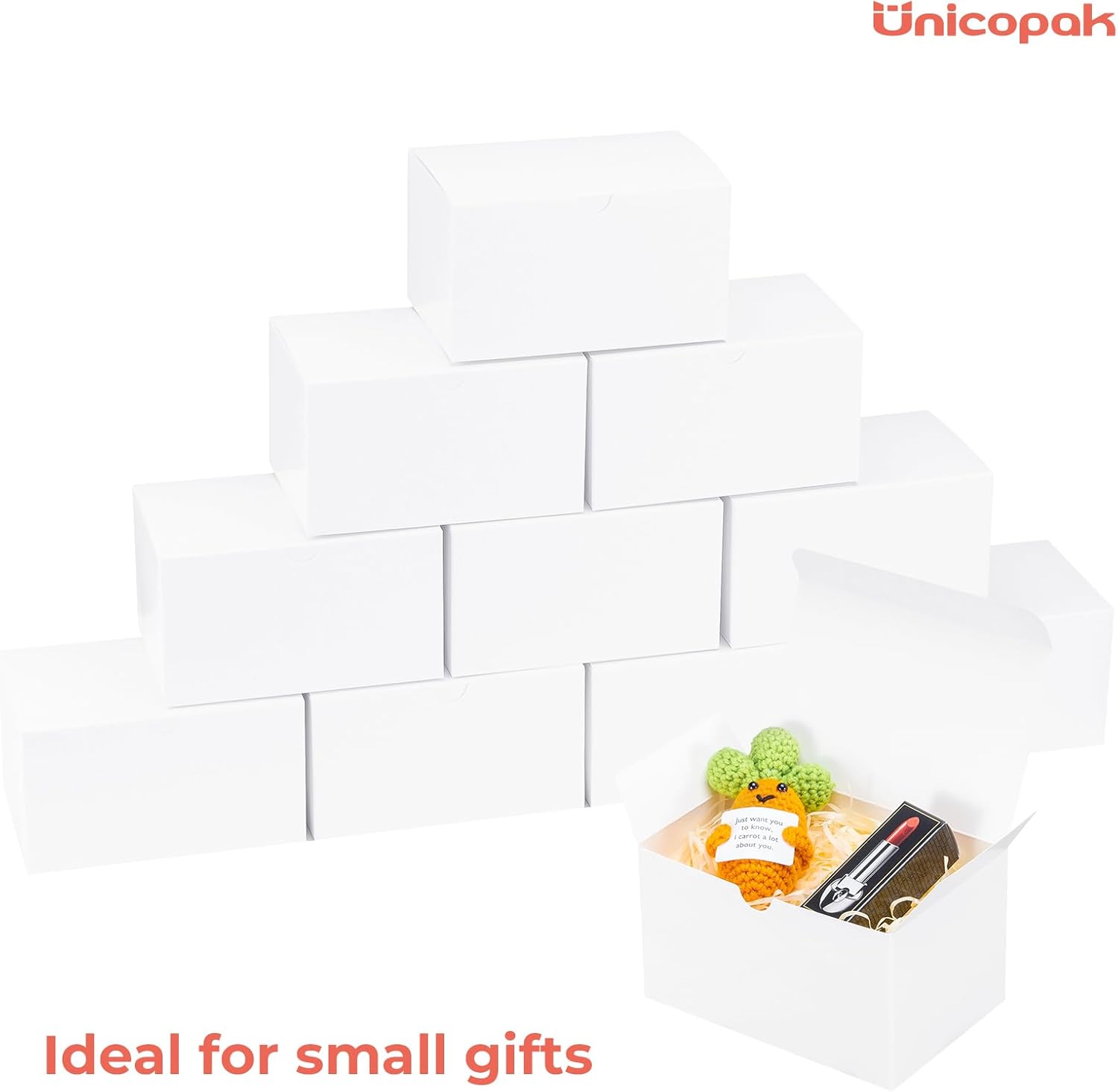 UnicoPak 10 Pack 6x4x3.5 Small Gift Boxes White Gift Boxes with Lids for Presents Bulk for Candle Mug Perfume Craft Ornaments Cookies Treats Favors - Image 3