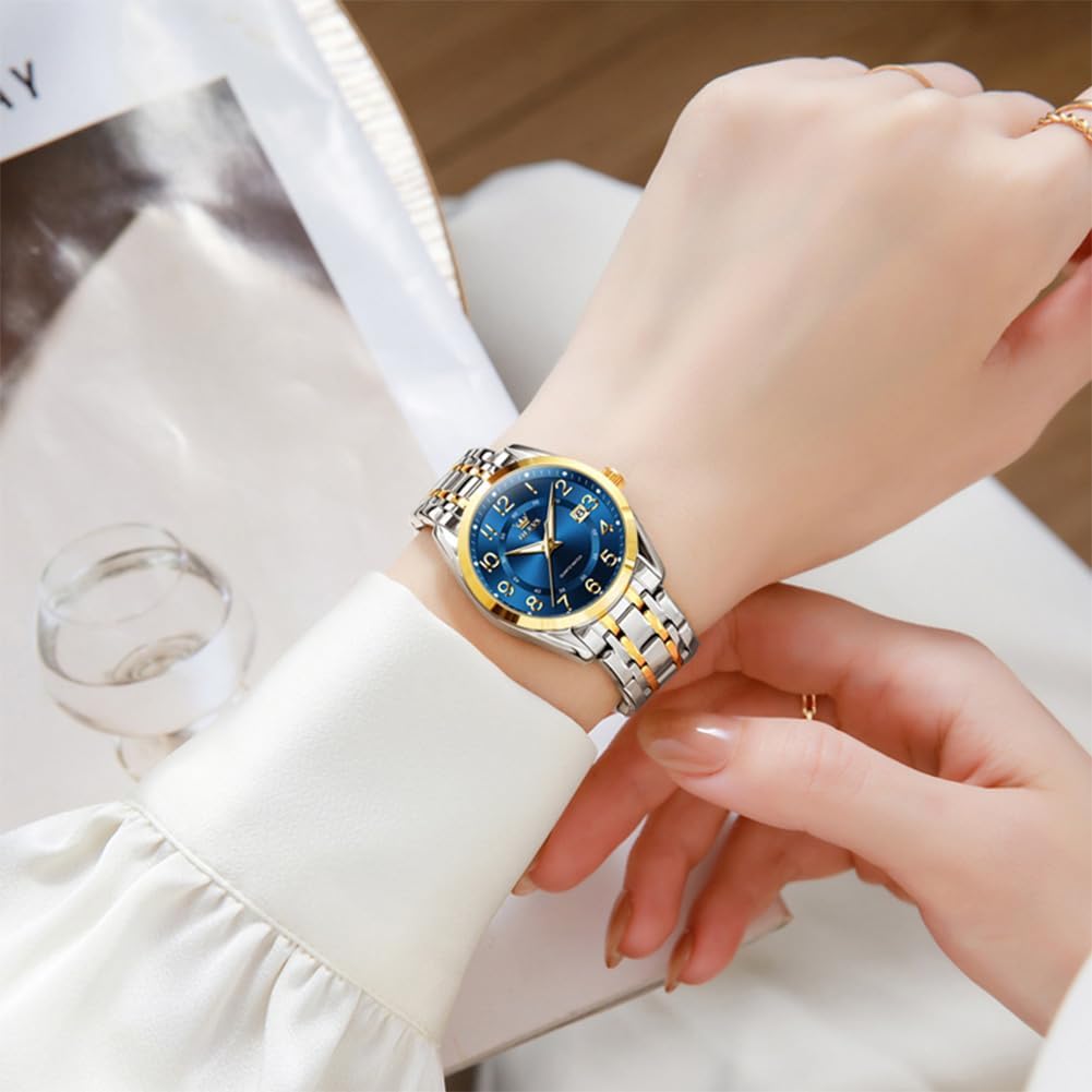 OLEVS Womens Watches Classic Dress Quartz Female Wristwatch Ladies Stainless Steel Waterproof Luminous Date Easy Read Watch for Lady - Image 7