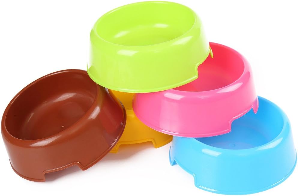 Bettli 5Pcs/Set Plastic Candy Color Pet Cat Dog Puppy Rabbit Animal Practical Food Water Bowl-Random Color - Image 3