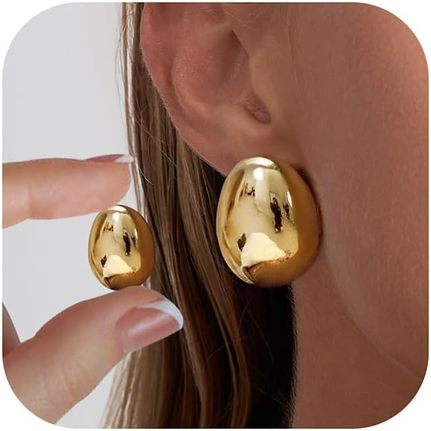 Risamil Chunky Gold Earrings for Women Trendy, Dainty 14K Gold Plated 2/3 Pairs Statemenet Earrings Thick Dangle Teardrop Earrings Big Hoop Earring Sets Large Unique Stud Earrings Gold Jewelry for Women Gifts