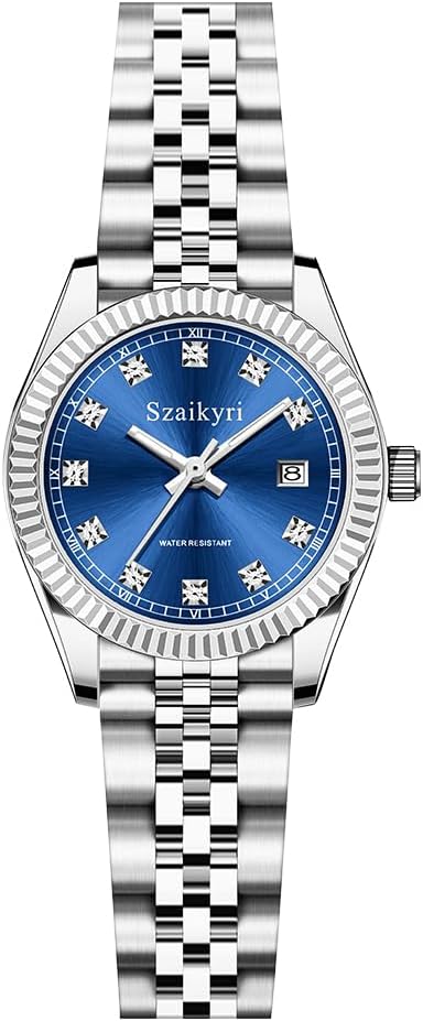 Szaikyri Classic Watch for Women with Solid Stainless Steel Band and Calendar Water Resistant