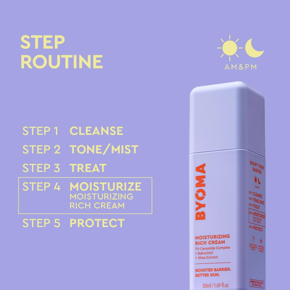 BYOMA Moisturizing Rich Cream - Barrier Repair Cream Face Lotion with Bakuchiol & Shea Extract - Ceramide Face Moisturizer for Dry Skin - Anti Wrinkle, Alcohol Free Face Moisturizer - 1.69 fl.oz - Image 6