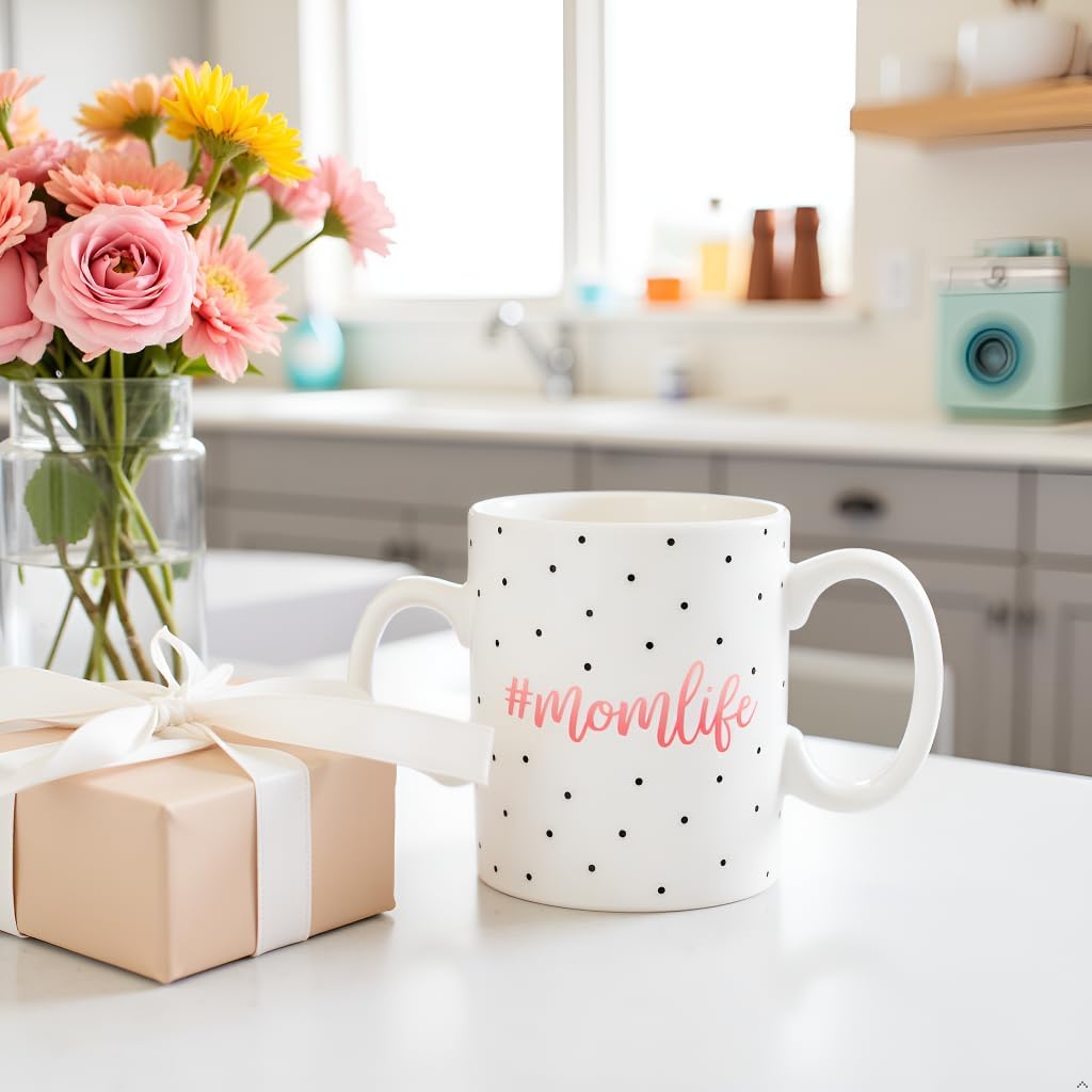 Little Pear Mom Life Mug, Mothers Day Gifts, Ceramic Coffee Cup, Ideal Gift for New and Expecting Moms, Dishwasher Safe and Microwave Safe, Polka Dot, 13oz - Image 8