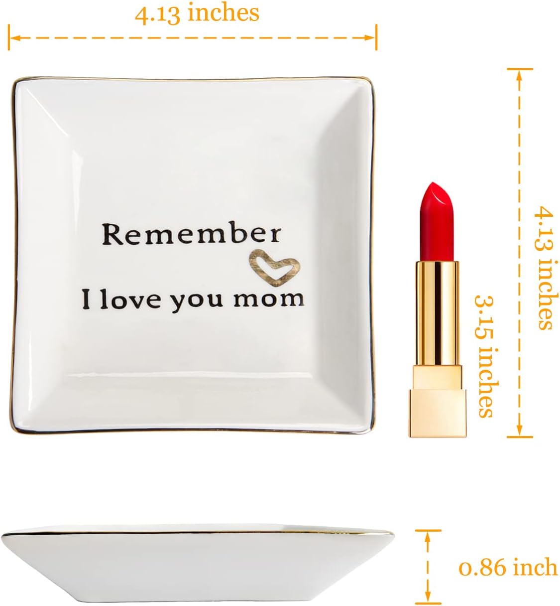 HOME SMILE Ceramic Ring Dish Jewelry Tray-Mom Gifts, Remember I Love You Mom - Birthday, Mother's Day, Christmas Gifts for Mom - Image 7