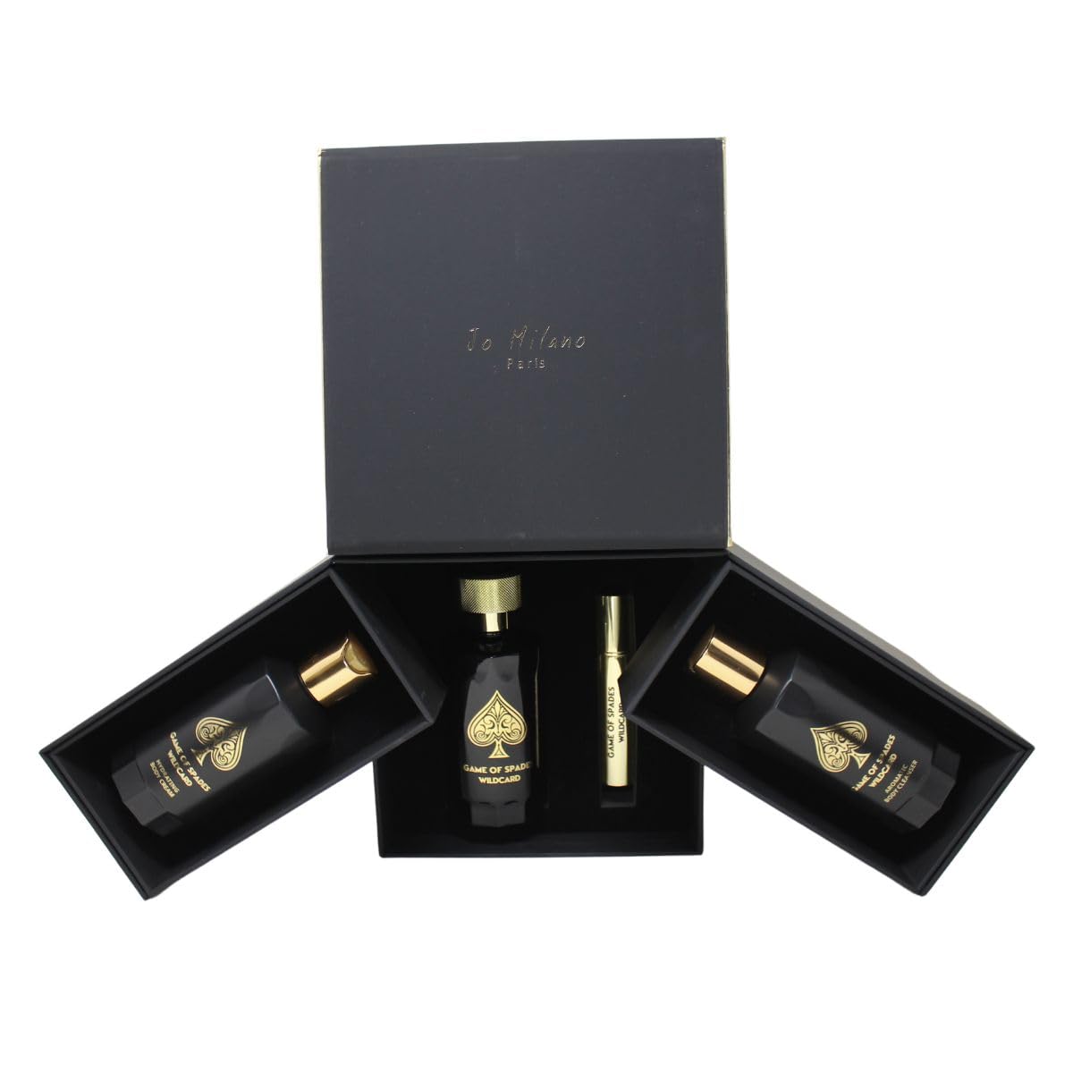 Jo Milano Game of Spades Wildcard 4-Piece Gift Set Unisex, (3.4 Oz Parfum Spray + 6.8 Oz Body Cleanser + 6.8 Oz Body Cream + 0.27 Oz Refillable Atomizer) - Image 5