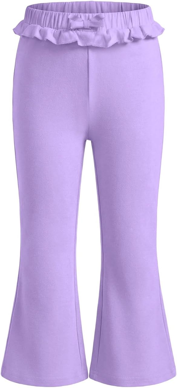 Haloumoning Toddler Baby Girl Flare Pants Bow Ruffle Elastic Waist Leggings Bell Bottoms Clothes 9M-8Y