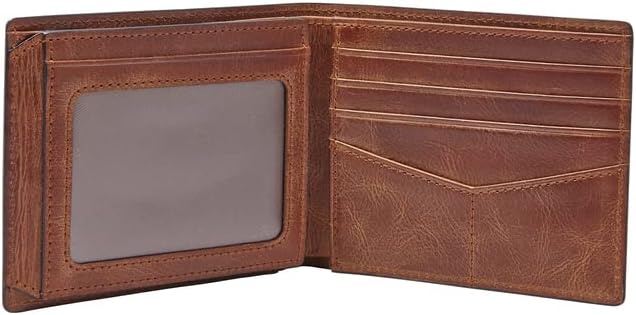 Fossil Men's Derrick RFID-Blocking Leather Bifold Wallet with Flip ID Window for Men - Image 4