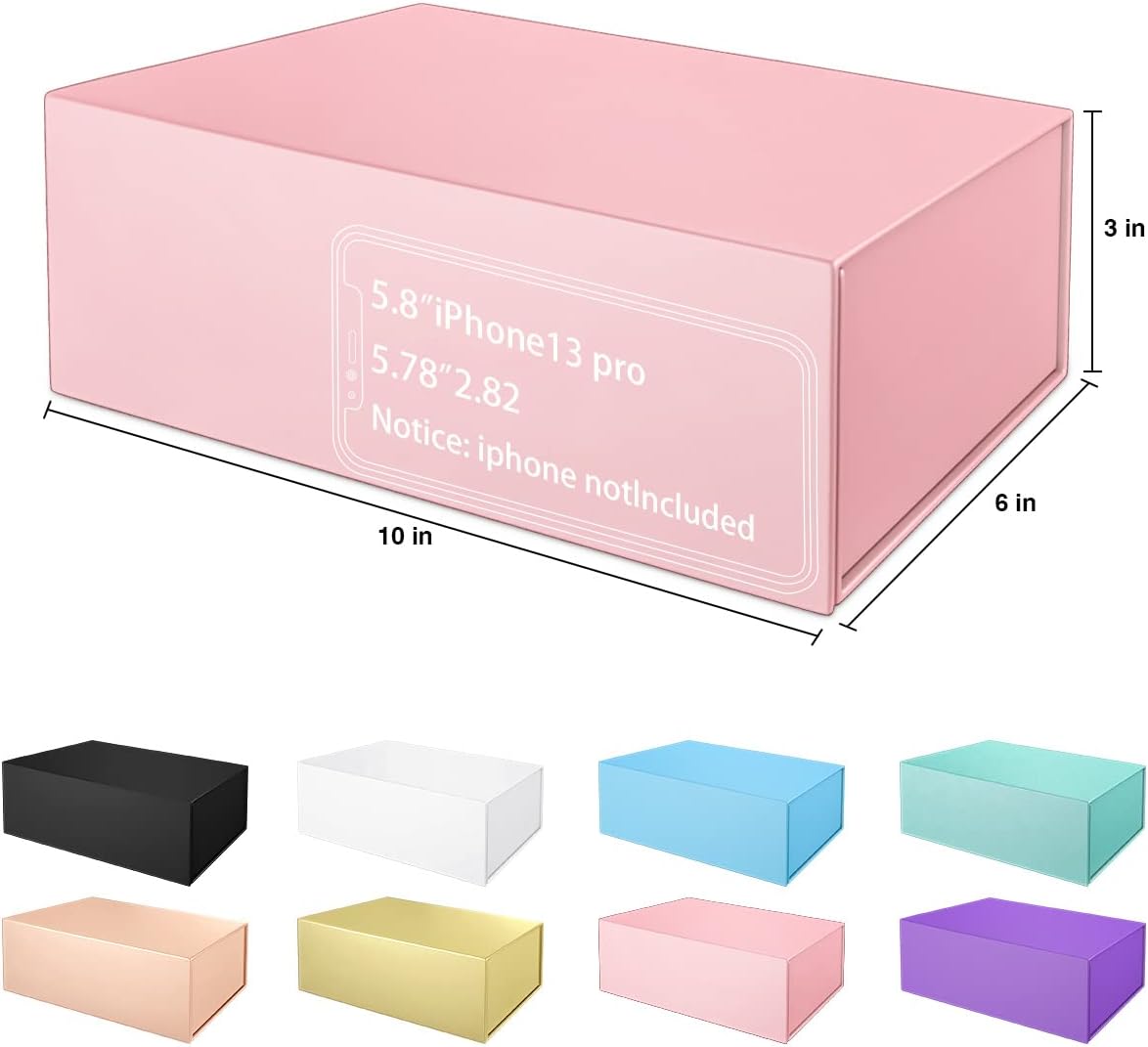 Pink Gift Box 10" x 6" x 3" with Magnetic Closure Lid Gift Boxe for Presents,Bridesmaid Gifts Boxes,Cute Box,Birthday Gift box,Luxury for Gift Packaging, Magnetic Gift Boxe for Wrapping Gifts (Pink) - Image 2