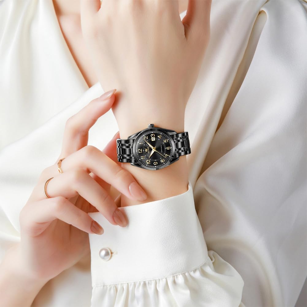OLEVS Womens Watches Classic Dress Quartz Female Wristwatch Ladies Stainless Steel Waterproof Luminous Date Easy Read Watch for Lady - Image 2