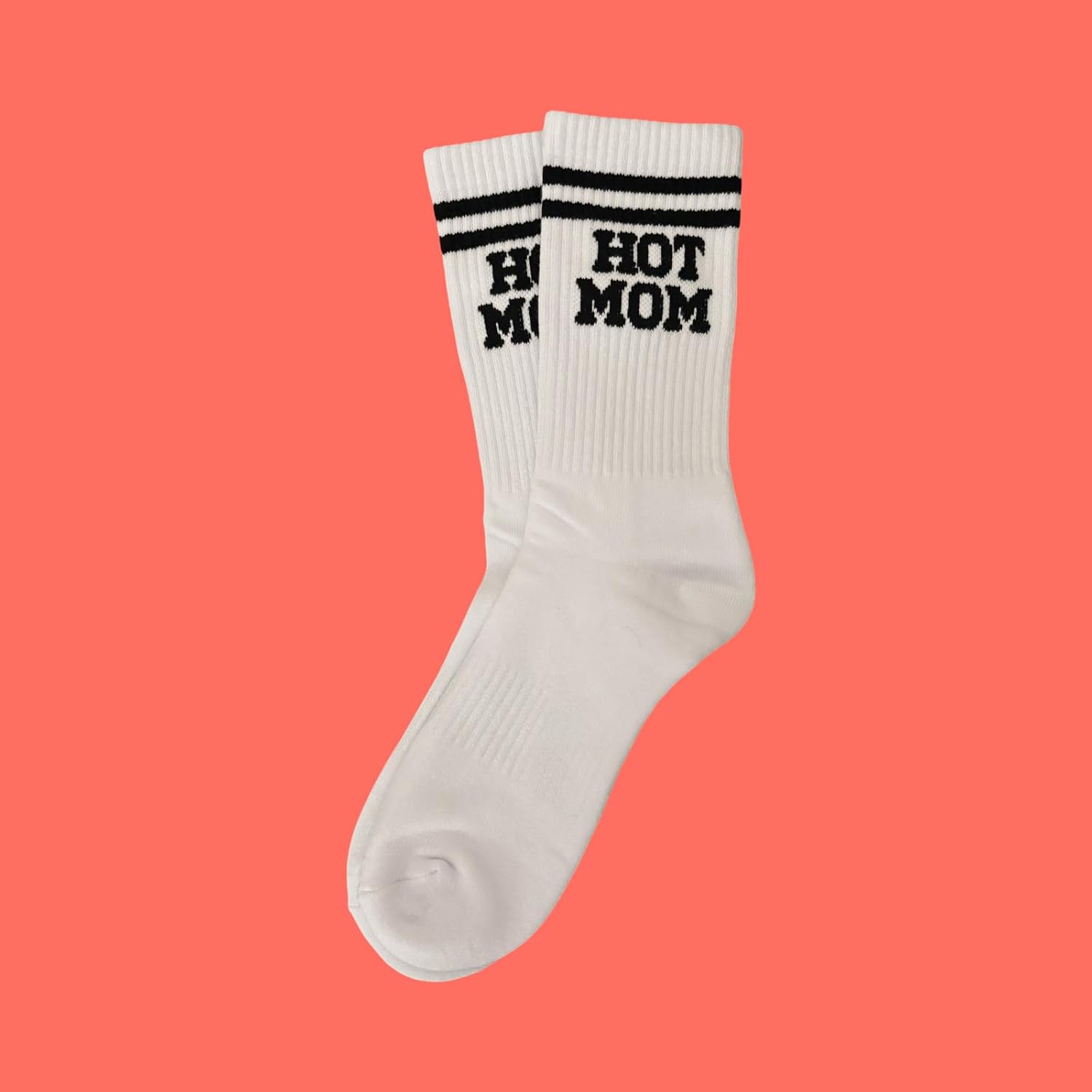 Hot Mom Socks – Funny Cool Mom Crew Socks for Women Size 6-10, Cotton Blend, Retro Striped Athletic Style, New Mom Gifts, Expecting Mom Gifts, Mom Birthday Present - Image 4