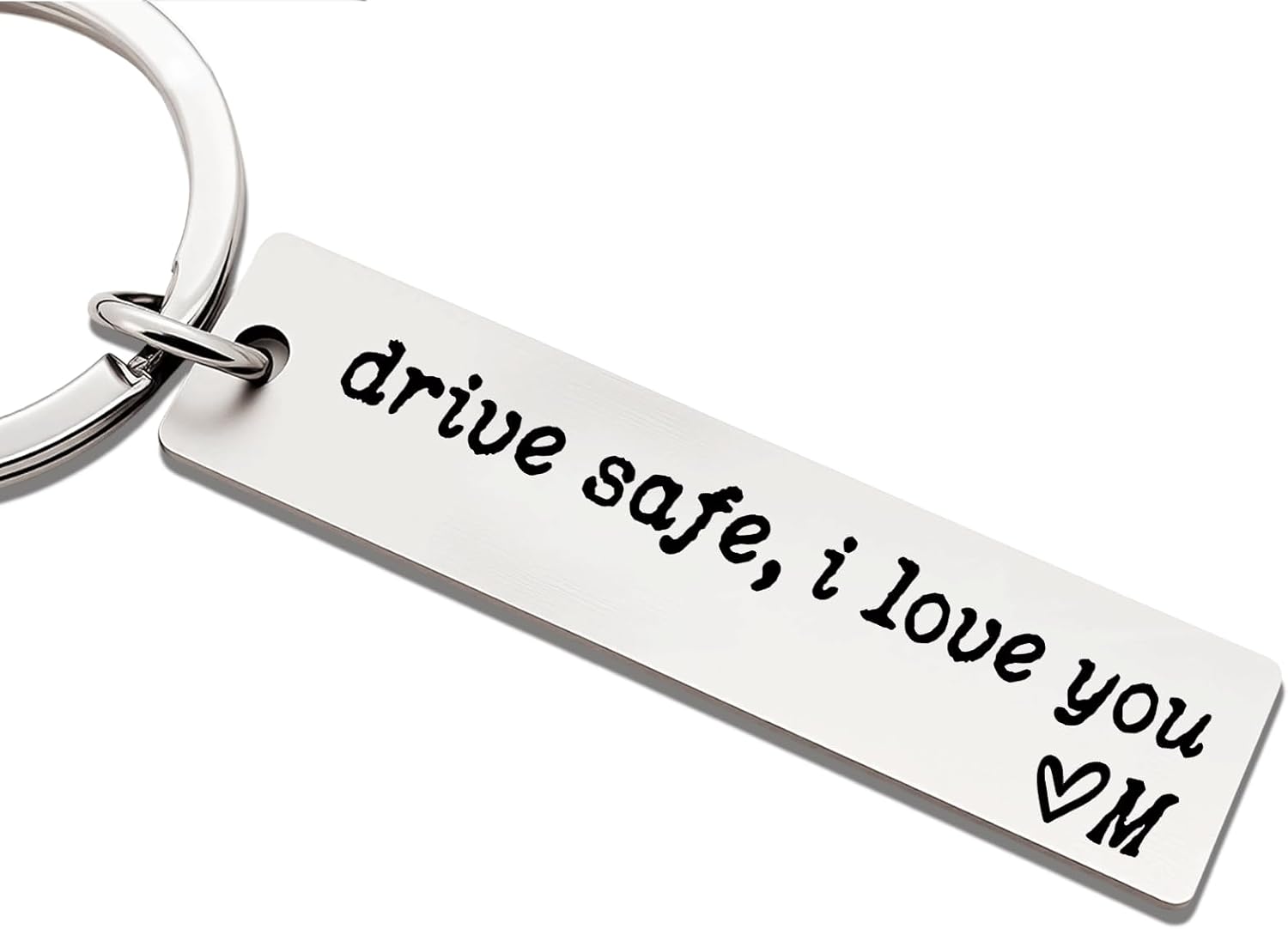 ZEARPT Drive Safe I Love You Keychain, A–Z Initial Engraved Stainless Steel Key Ring, Personalized Gift for Boyfriend, Husband & Family Members