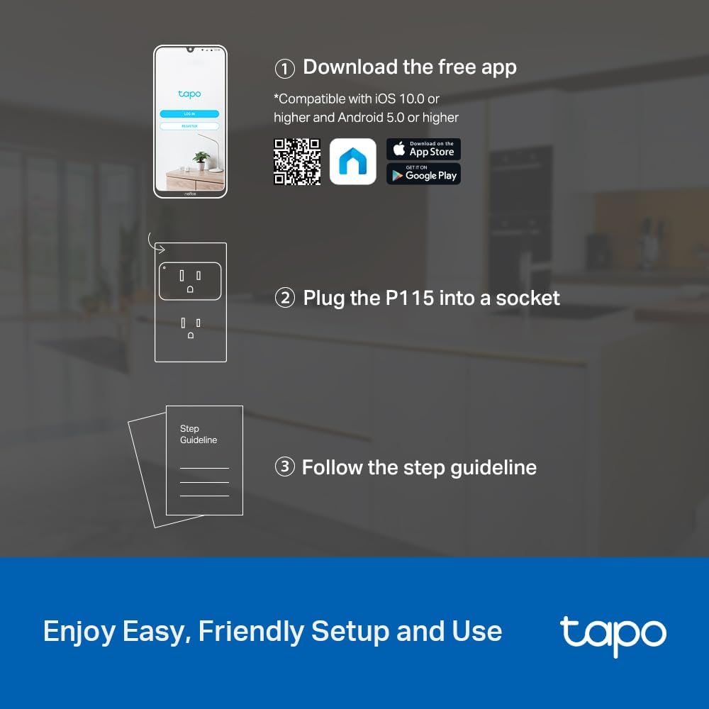 TP-Link ๐ง๐ฎ๐ฝ๐ผ Smart Plug Wi-Fi Mini, Energy Monitoring, Compatible with Alexa & Google Home & Samsung SmartThings, Timer, 15A/1800W Max, ETL Certified, 2.4G Wi-Fi Only, Tapo P115(2-Pack) - Image 9