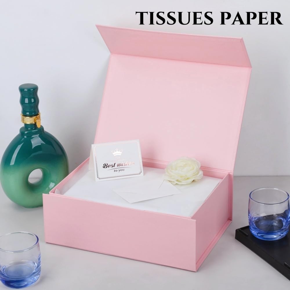 UoeRing 1 Pcs Pink Gift Box 9.5x6x3 inch Small Luxury Gift Box for Presents with Magnetic Lid Collapsible,Birthday,Christmas,Contains Card, Ribbon, Tissue Paper,Shredded Paper Fille - Image 5