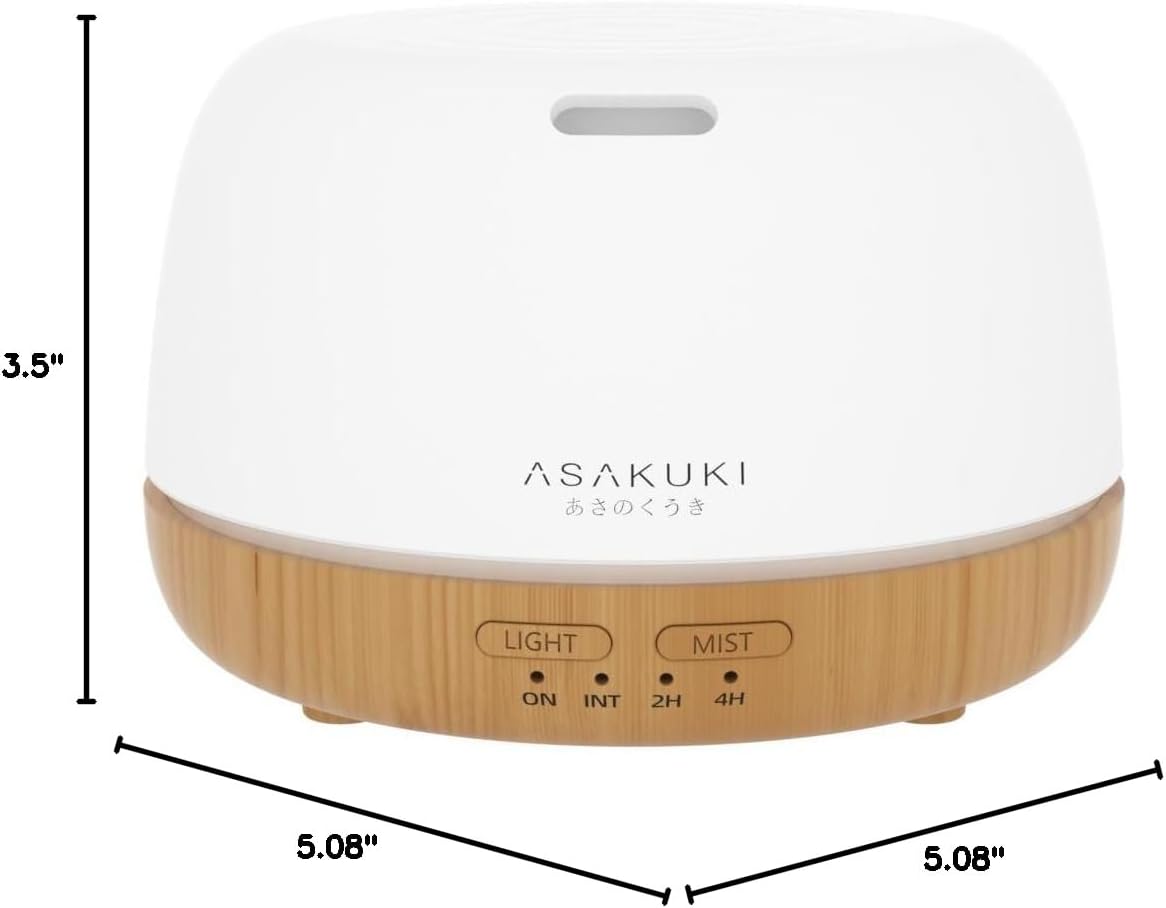 ASAKUKI Essential Oil Diffuser, 300ml Ultrasonic Aromatherapy Oil Humidifier with 7 Colors LED Lights, 2 Mist Mode for Home (Wood Grain) - Image 9