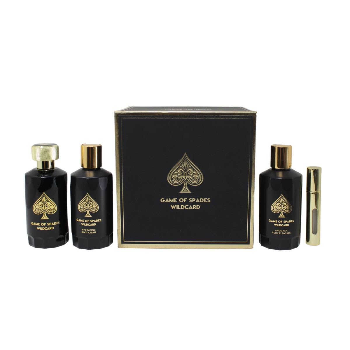 Jo Milano Game of Spades Wildcard 4-Piece Gift Set Unisex, (3.4 Oz Parfum Spray + 6.8 Oz Body Cleanser + 6.8 Oz Body Cream + 0.27 Oz Refillable Atomizer) - Image 2