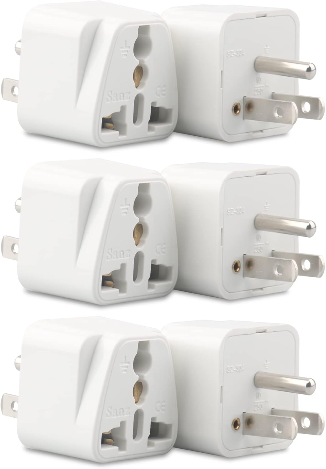 Europe to US Plug Adapter, 6 Pack UK to US Plug Adapter, India to US Plug Adapter, Universal Travel Adapter for USA, Europe Australia UK Italy to American Outlet Adapter-Type B