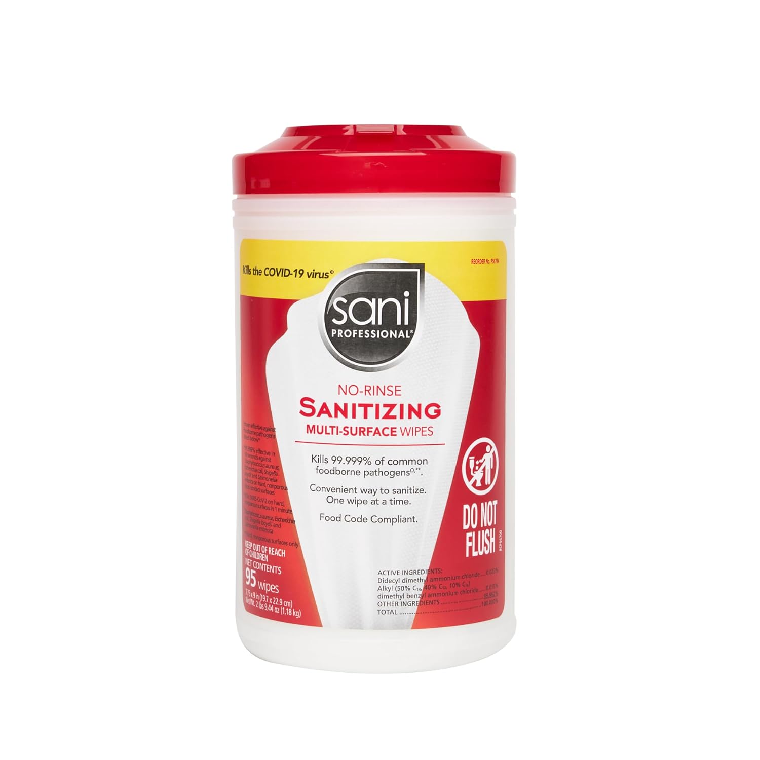 PDI Sani-Professional Sanitizing Wipes, No-Rinse Multi-Surface Cleaning for Food Contact Surfaces, Kitchens, Restuarants Tables, 95 Large 7.75" x 9" Count per Canister, Pack of 6 - Image 2