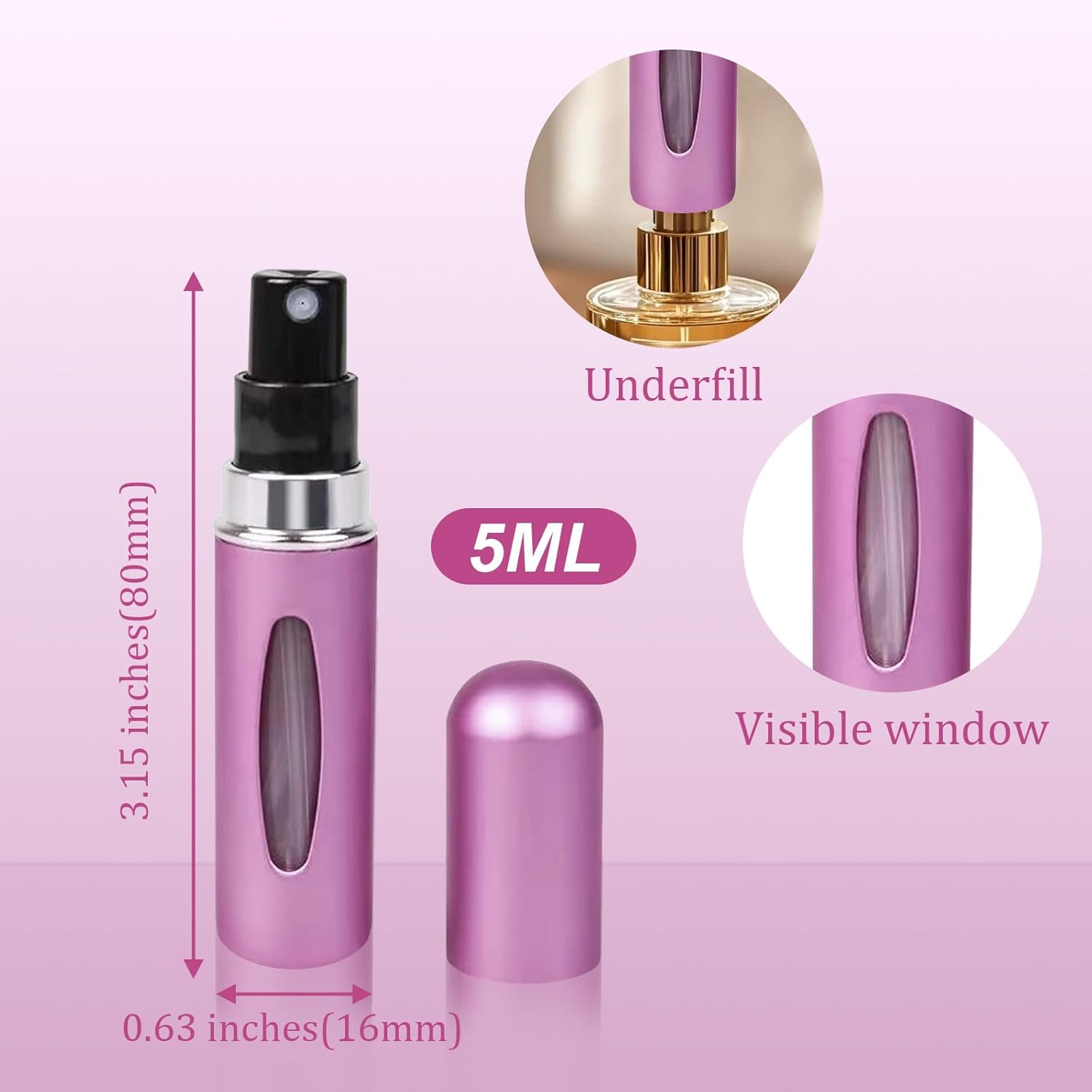 12 PCS Travel Refillable Perfume Atomizer Bottles,5ml Mini Portable Spray Bottles for Travel Accessories,Multicolor Perfume Containers - Image 2