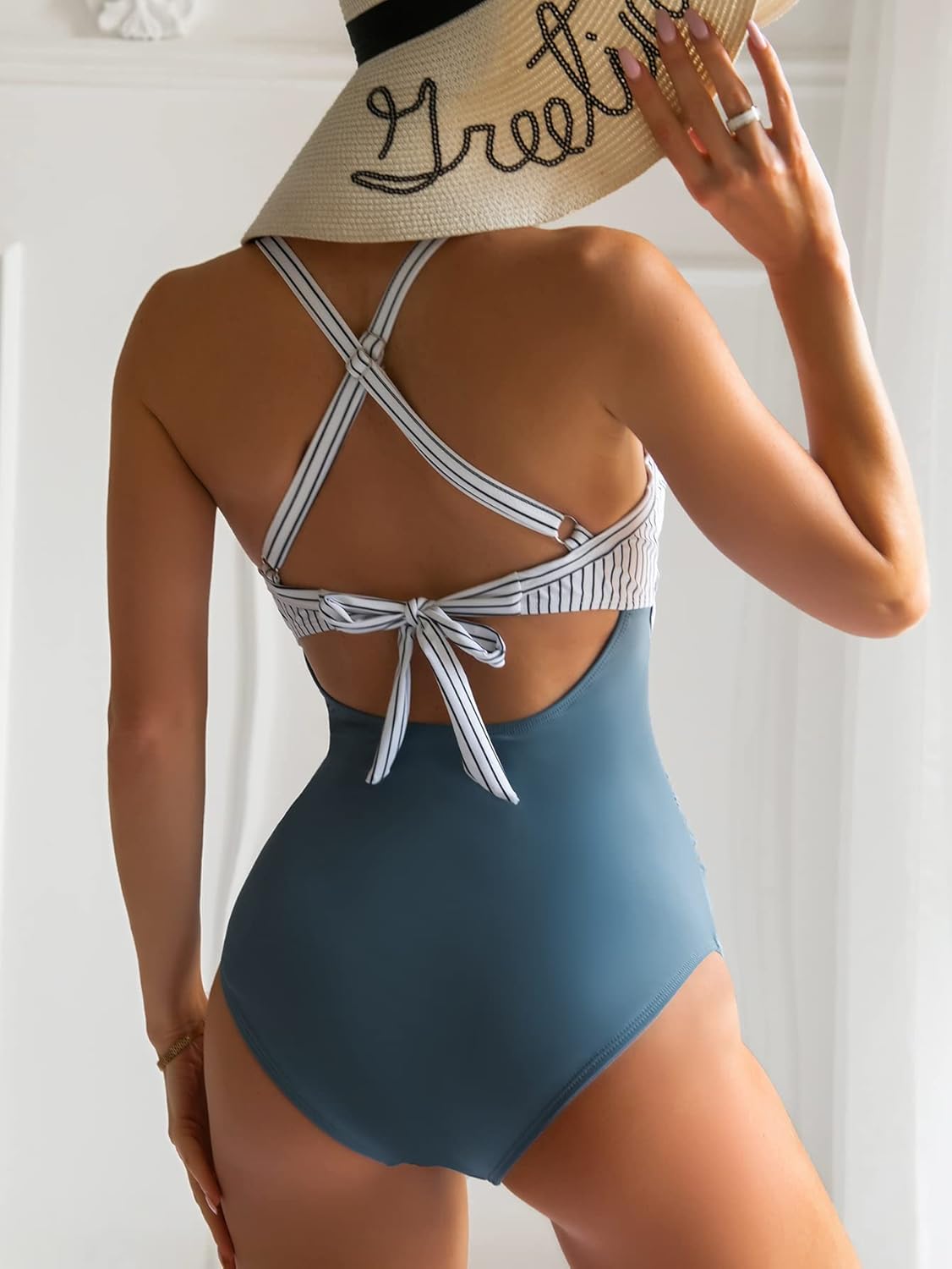 Eomenie Women's One Piece Swimsuits Tummy Control Cutout High Waisted Bathing Suit Wrap Tie Back 1 Piece Swimsuit - Image 3