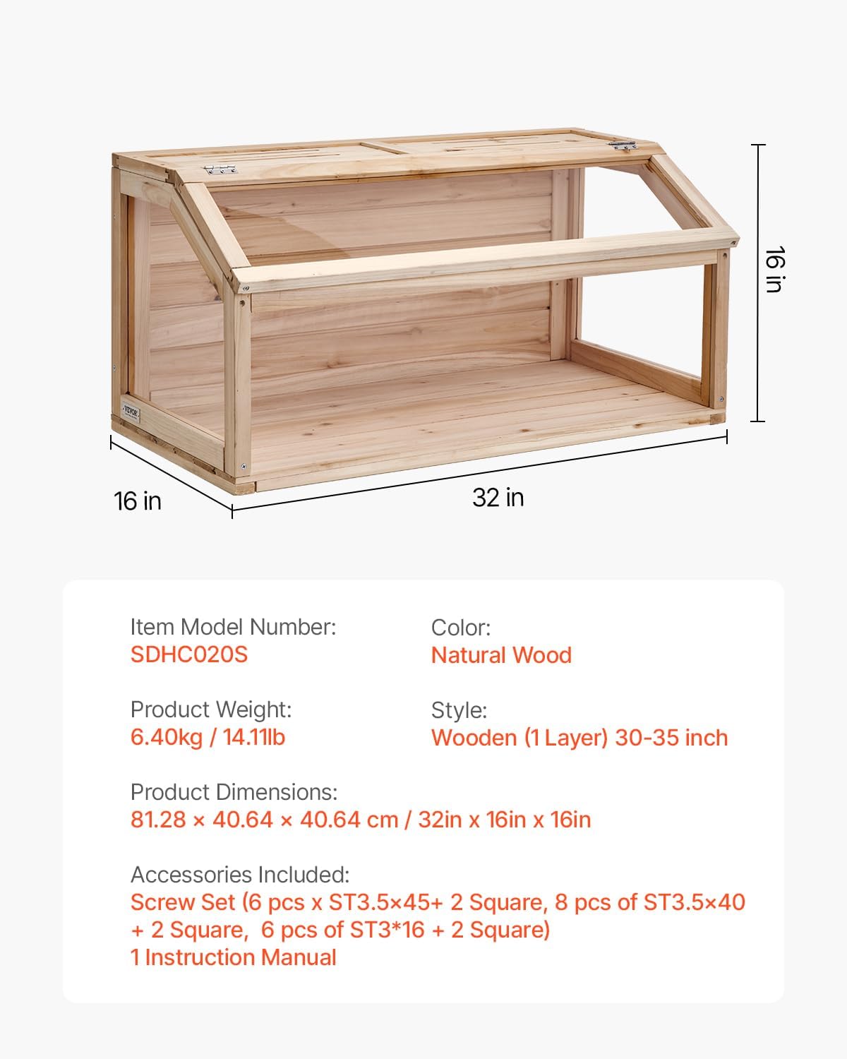 VEVOR Wooden Hamster Cage, 270° Viewing 𝖧amster Habitat, 32 x 16 x 16 in, Dwarf Hamster Cages with Openable Top, Ventilated Small Animal Cage, Pet Mouse Cage for Gerbils, Rats, Guinea Pigs, Mice - Image 7