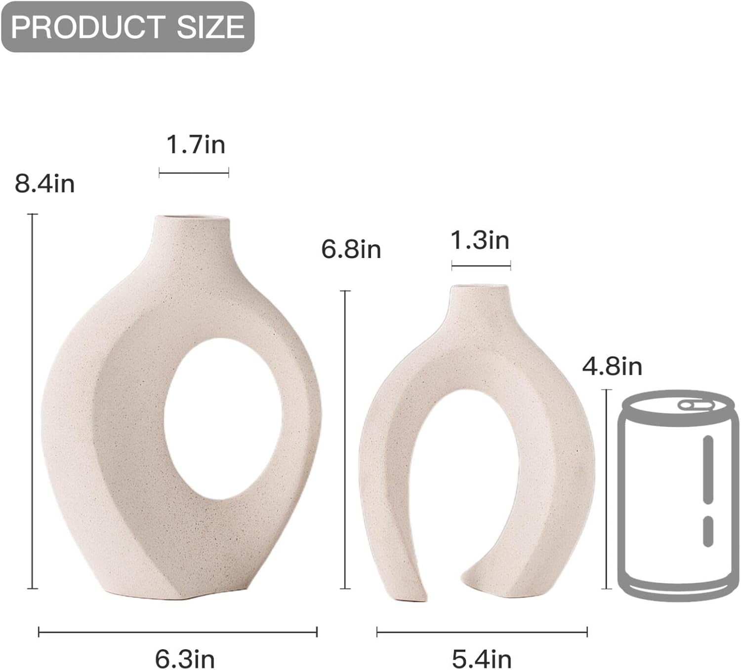 Lvases Snuggle Hollow Ceramic Vase Set of 2, Nordic Modern Boho ins Style Decorative Ceramic Aesthetic Flower Vase for Home Decor (Milky White W 6.3" X H 8.4") - Image 6