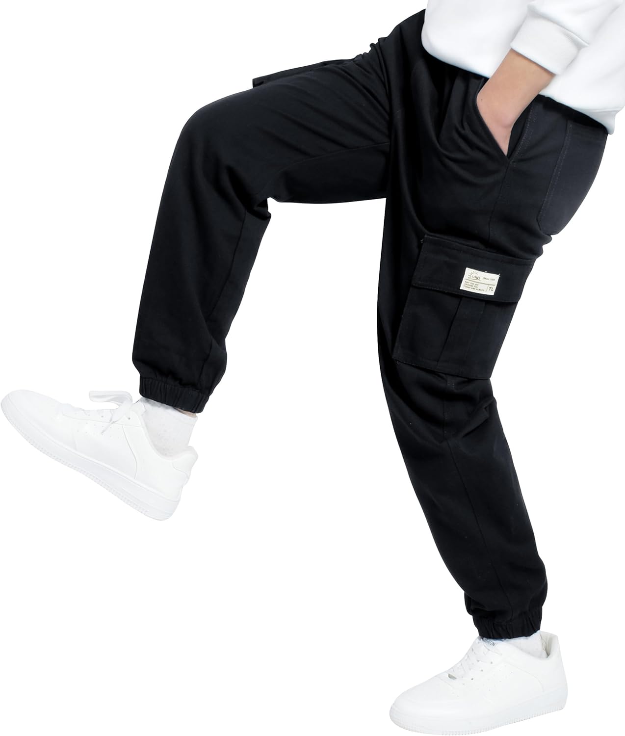 TLAENSON Boys Cargo Joggers Pants Elastic Waist Casual Jogging Trousers Bottom for Kids 6-16 Years - Image 2