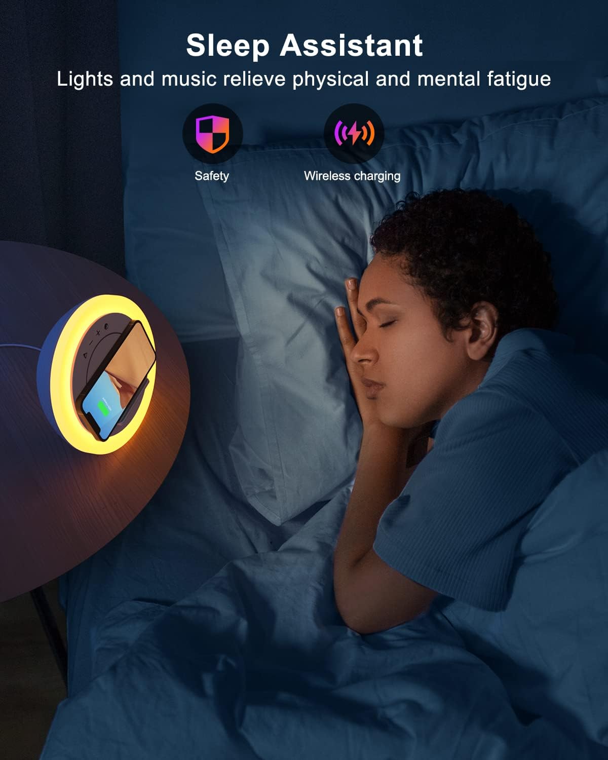 Swarmir Bluetooth Speaker with Lights, Wireless Charging Speaker, Best Birthday Gift Ideas Teenage,Applicable for Bedroom/Teen Girl Gifts(5W Wireless Charging) - Image 3