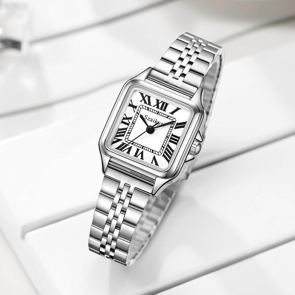 Szaikyri Classic Square Watches for Women with Roman Numerals Ladies Casual Dress Watch - Image 4